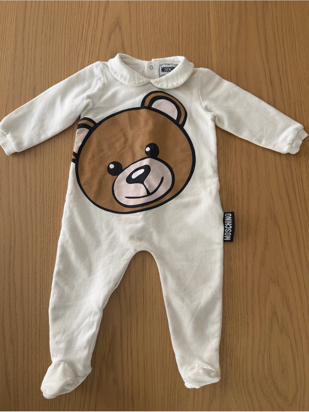 Moschino White Bear-Print Baby One-Piece